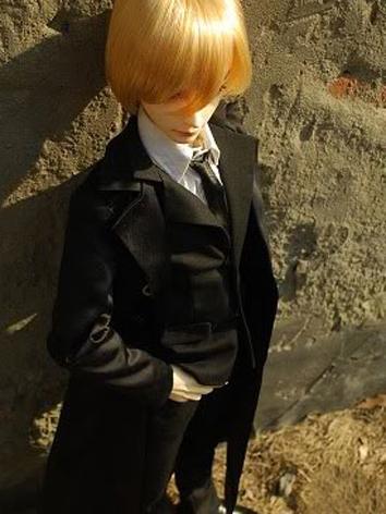 BJD Clothes Boy Black Suit with Long coat for MSD/SD/SD17/70cm Size Ball-jointed Doll