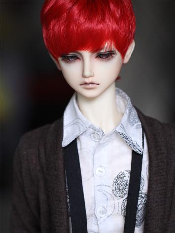 BJD Male/Female Red Short Hair Wig for SD Size Ball-jointed Doll