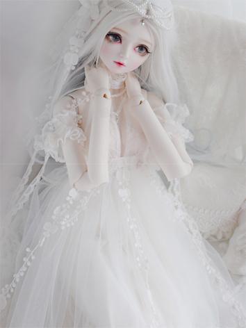 1/3 1/4 Clothes Girl White Lace Dress for MSD/SD Ball-jointed Doll
