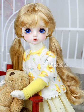 BJD Wig Girl Yellow/Pearl Double Bunches Hair 1/3 1/4 1/6 Wig for SD/MSD/YSD Size Ball-jointed Doll