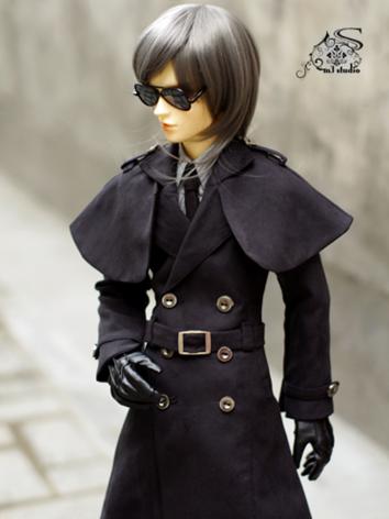 BJD Clothes Boy Black Trench Coat for 70cm/SD/MSD size Ball-jointed Doll