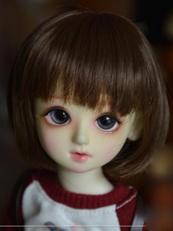 BJD Wig Girl Brown Short Hair for 1/8 MSD Size Ball-jointed Doll
