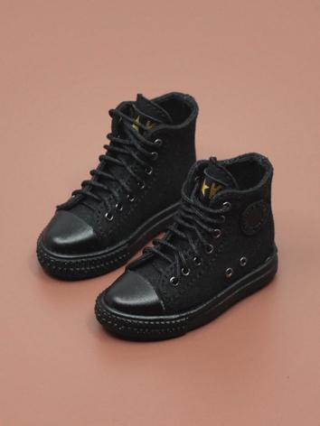 BJD Shoes Black High-top Canvas Shoes for MSD Size Ball-jointed Doll