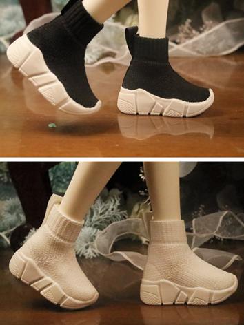 BJD Shoes White/Black Sock-style Shoes for MSD Size Ball-jointed Doll
