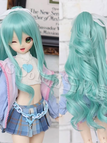 BJD Doll Wig Ponytail Curly Long Hair for SD Size Ball Jointed Doll