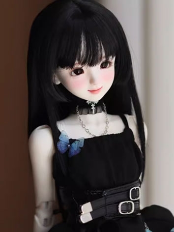 BJD Wig Black High Temperature Long Straight Hair for SD MSD Size Ball Jointed Doll