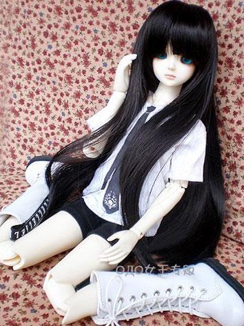 BJD Wig Long Straight Black...