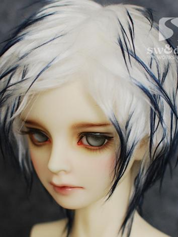 BJD Wool Wig White*Blue Sho...