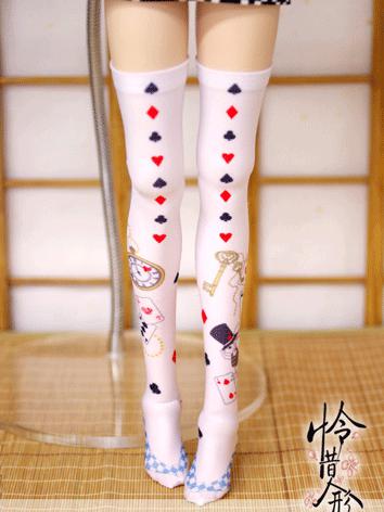 Bjd Socks Lady Sweet Girl White/Black Alice High Stockings for SD Ball-jointed Doll 