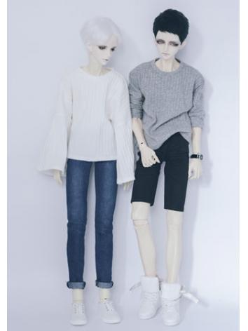 BJD Clothes White/Gray Swea...