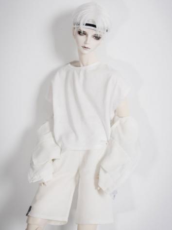 1/3 1/4 70cm Clothes White/Black T-Shirt A221 for MSD/SD/70cm Size Ball-jointed Doll