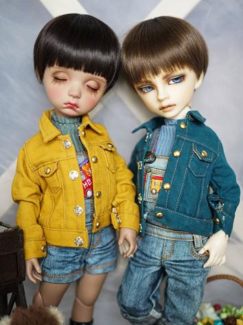 BJD Clothes Yellow/Blue Coa...