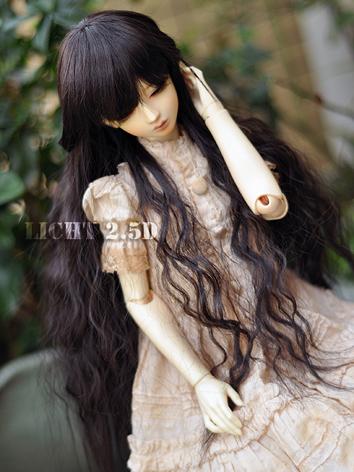 BJD Wig Girl Skyblue/Black Curly Hair [-C1- ] for SD Size Ball-jointed Doll