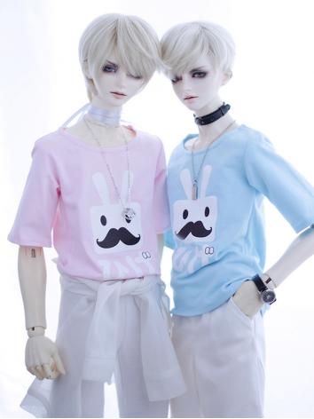 BJD Clothes Pink/Blue T-shi...