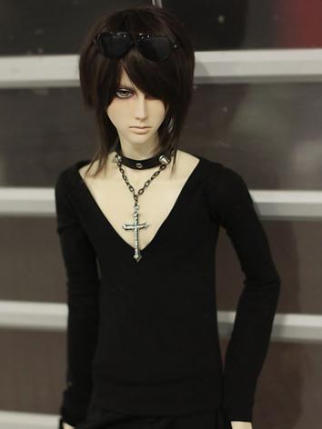 BJD Clothes White/Black V-Neck T-shirt for MSD/SD/70CM Ball-jointed Doll