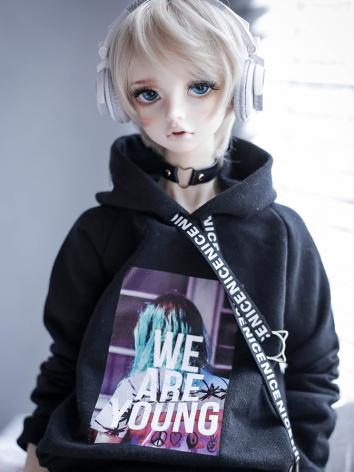 BJD Clothes Black Back Hood...