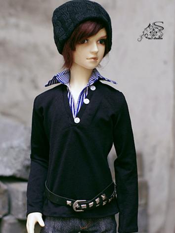 BJD Clothes Boy Black T-shi...