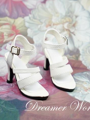 1/3 Girl Shoes White/Black High-heeled sandals  for SD Ball-jointed Doll 