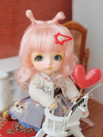 BJD Wig Girl Brown/Gold/Pink Long Hair for 1/8 Size Ball-jointed Doll