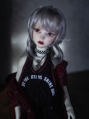 BJD Wig Girl Silver/Chocola...