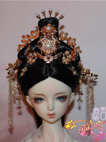BJD Wig Black Long Hair Ancient Updo for MSD/SD Size Ball-jointed Doll
