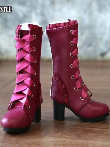 Bjd 1/3 1/4 Girl Shoes Black/White/Wine Highheels Lolita Boots for SD/DD/MSD/MDD Size Ball-jointed Doll