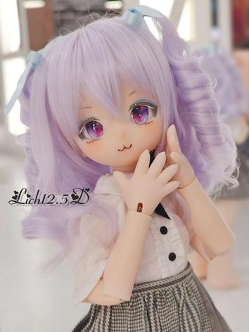 BJD Wig Girl Purple Long Cu...