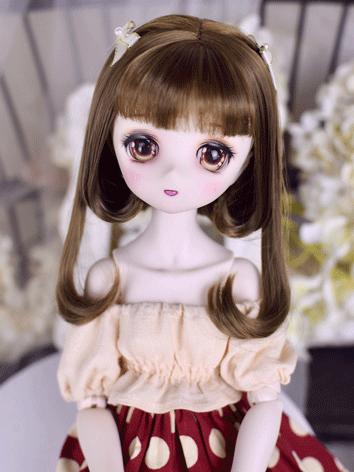 BJD Wig Girl Brown Long Cur...