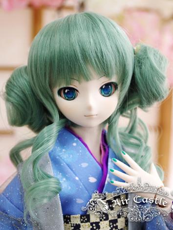 BJD Wig Girl Green Curly Do...