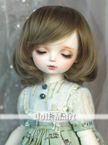 BJD Wig Brown/Pink Oblique ...