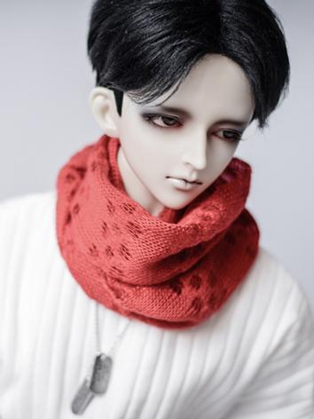 BJD Scarf Red Hollow Knitte...