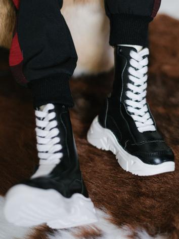 BJD Shoes Black/White Martin Boots for MSD/SD/70cm/ID75 Size Ball-jointed Doll