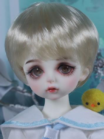 BJD Wig Black/Light Gold/Dark Maroon Short Hair for MSD/YOSD Size Ball-jointed Doll