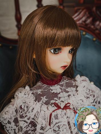 BJD Wig Girl Dark Brown Lon...