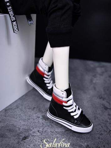 BJD Shoes Black/White Stitc...