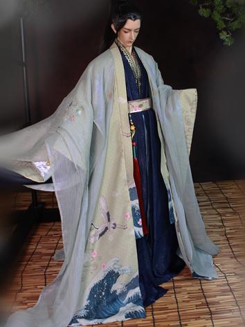 BJD Clothes Crane Print Ancient Costume Set for SD/70cm/75cm Size Ball-jointed Doll