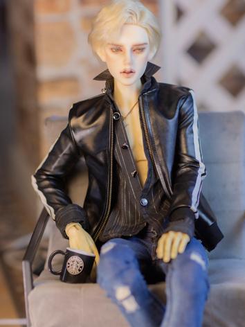 BJD Clothes Black Leather J...