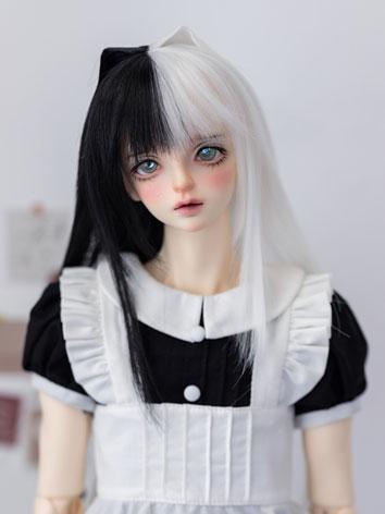 BJD Wig Black&White Cat Ear...