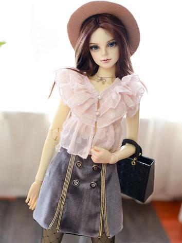 BJD Clothes Ruffled Top + Velvet Skirt for SD/SDGR Size Ball-joint Doll