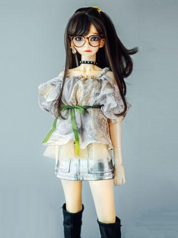 BJD Clothes Silk Top + Silv...