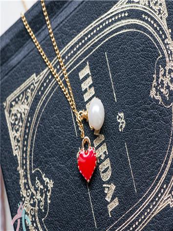 BJD Red Heart Pearl Necklace Jewelry Accessories  for SD Ball Jointed Doll