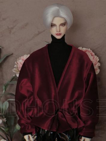 BJD Baby Suit Gold Velvet Cardigan Coat Red short for 75cm/73cm/75cm Size Ball Jointed Doll