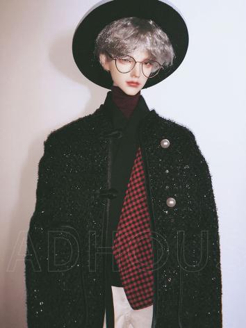 BJD Baby Winter Little Fragrance Wind Woven Bead Piece Black Coat for 68cm/73cm/75cm Size Ball Jointed Doll