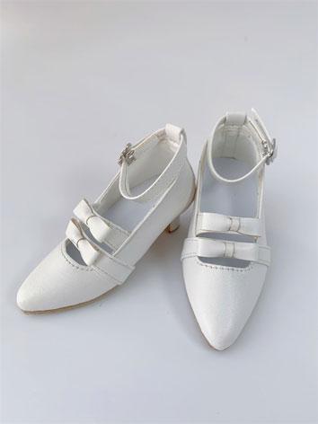 BJD Leather Heels Shoes with Double Bow for SD size Ball Jointed Doll