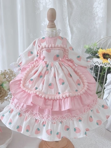 BJD Clothes Strawberry Wesern Style Dress Set for SD/MSD/YOSD/BLYTHE Size Ball Jointed Doll