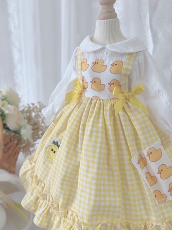 BJD Clothes Yellow Duck Wesern Style Dress Set for SD/MSD/YOSD/BLYTHE Size Ball Jointed Doll