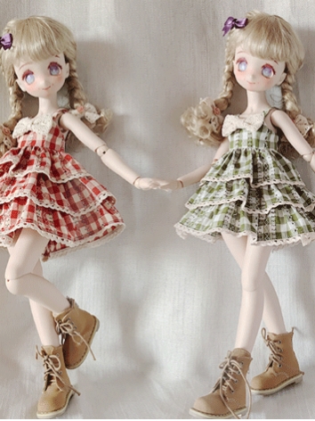 BJD Clothes Tiered Plaid Pi...