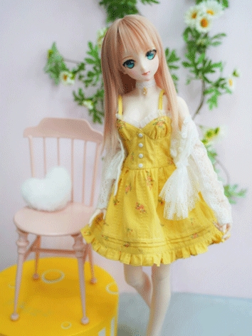 BJD Clothes Yellow Dress Wh...
