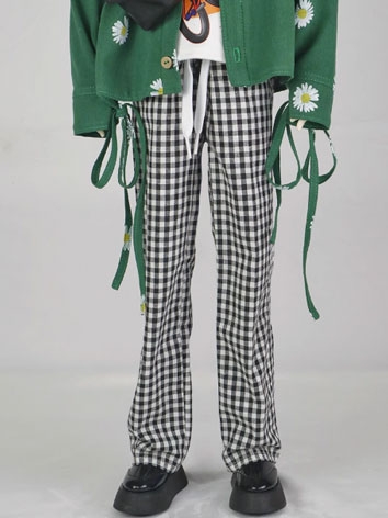 BJD Baby Black and White Plaid Pants for 68/73/75 Size Ball Jointed Doll