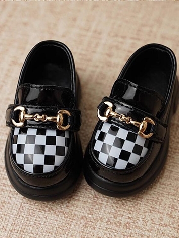 BJD Shoes Black White Plaid...